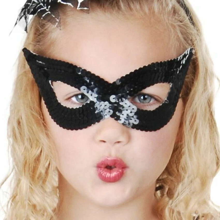 SN-A2-3 Sequin Cat Eye-mask Child Adult Masquerade Mask Party Costume Accessory - Image 3 of 4