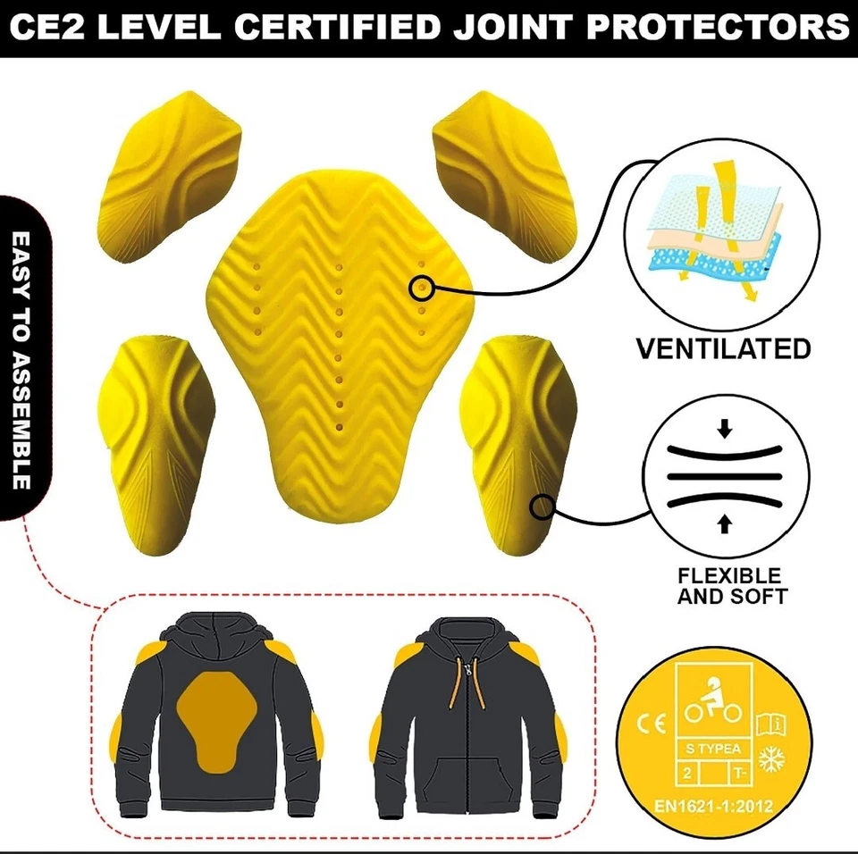 Sudadera con capucha blindada para motocicleta con forro de aramida sudadera con capucha protectora de alta resistencia Foto 3 de 4