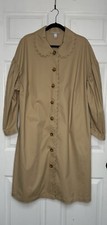 Kika Vargas Womens 1x Scalloped Edge Trench Beige Button Classic Knee Length