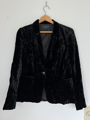 Rag Bone Margot Velvet Blazer Size Black Velvet Single Button