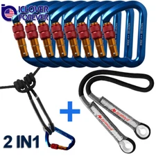 Screw Locking Carabiner + Rescue Eye to Eye Loop Prusik Rock Climbing Rope Cord