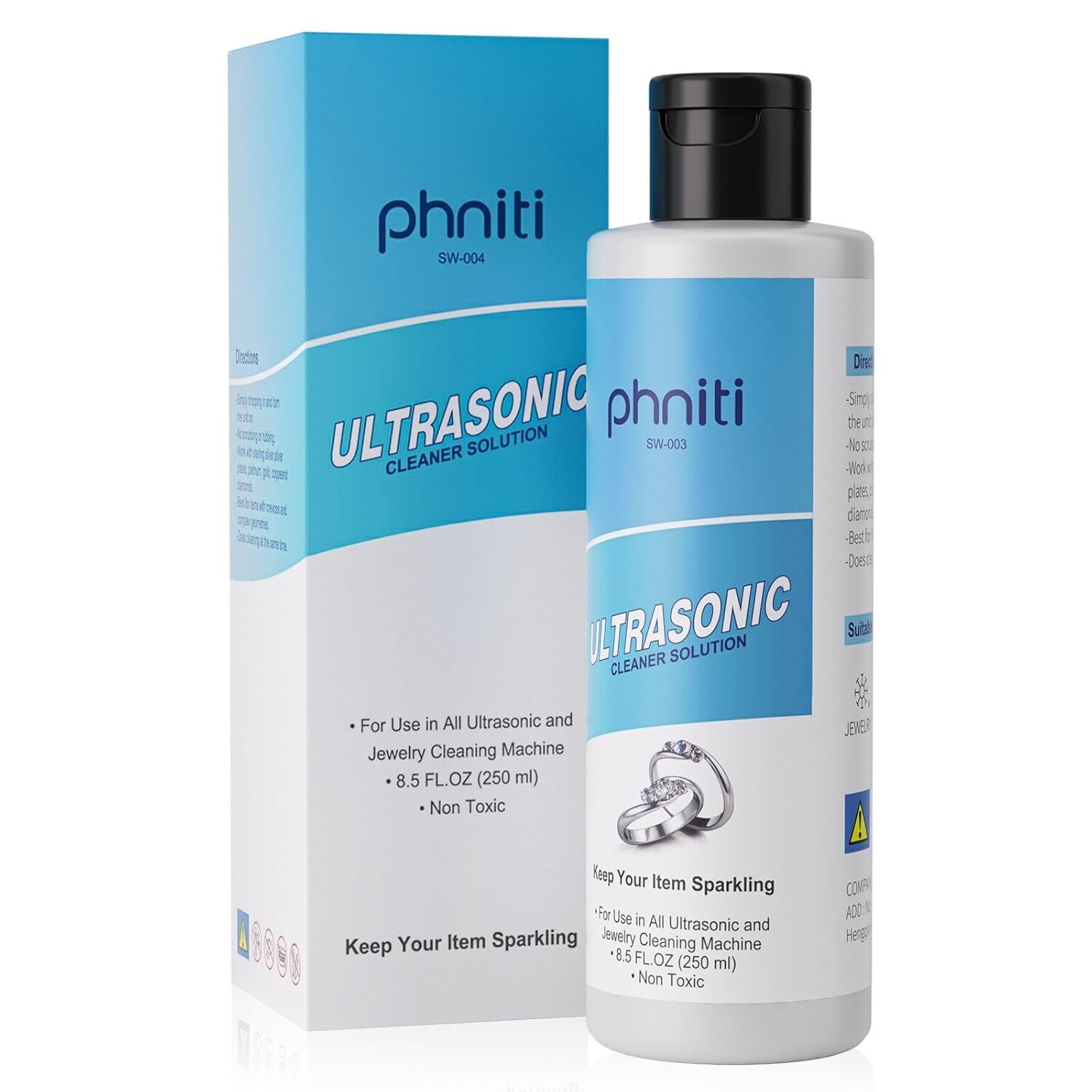Phniti Professional Sonic Jewelry Cleaner with Cleaning Solution