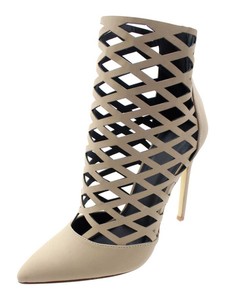 beige caged heels