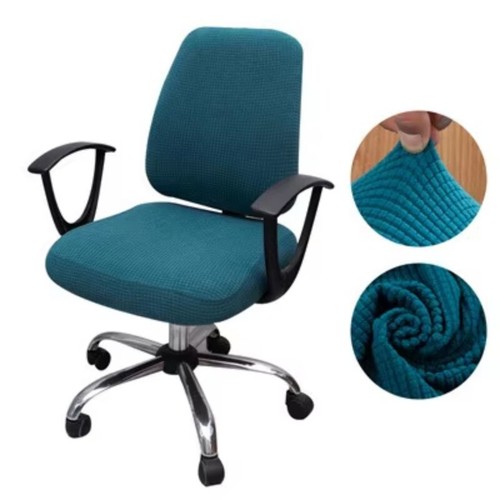 Cubierta de silla de oficina de terciopelo a cuadros de alta elasticidad 2 piezas espesar computadora spandex dividido - Imagen 34 de 39