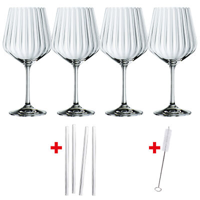 NACHTMANN Looks Good Tastes Good Feels Good 4 Gin Tonic Gläser + 4 Glastrinkhalm