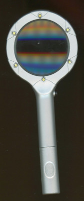 Magnifying Glass + Lights 3x power 2 3/8'' view 8 1/8'' L 2 AA in U.S. B3-A4