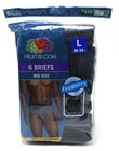 6 Black Gray Stripes Solids L 36-38 Briefs Mid Rise Fruit of the Loom G 91-97 CM