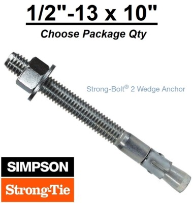#ad #ad 1 2quot; 13 x 10quot; Simpson Strong Bolt 2 II Concrete Wedge Anchor STB2 50100 $188.91