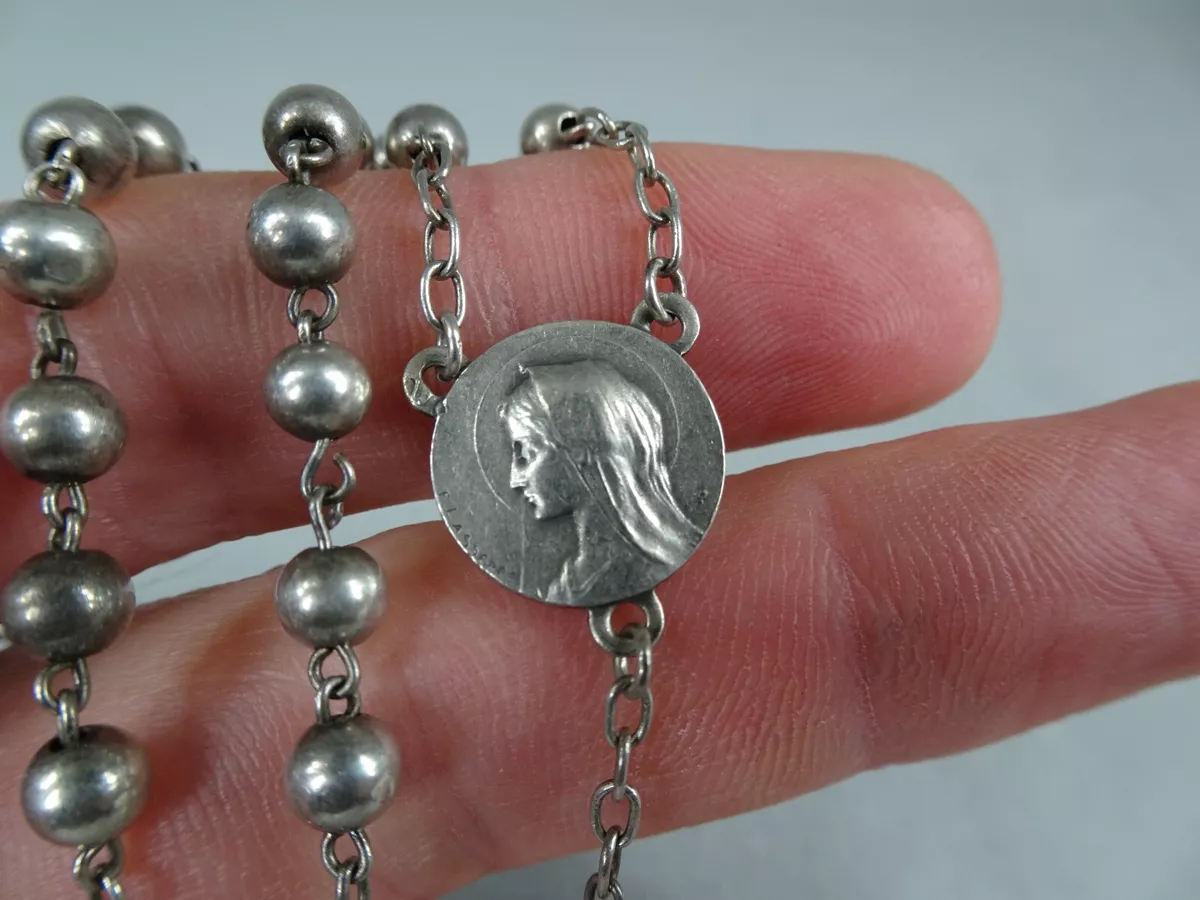 Solid silver deals rosary beads