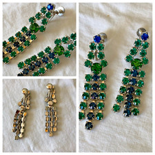 VTG JULIANNA GREEN & BLUE RHINESTONES SCREW B...