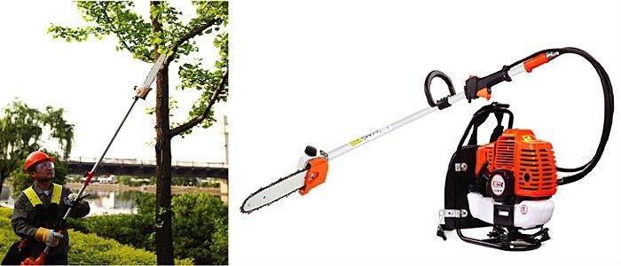 Backpack 52cc Long Reach Pole Chainsaw Petrol Chain Saw Brush Tree Cutter Pruner