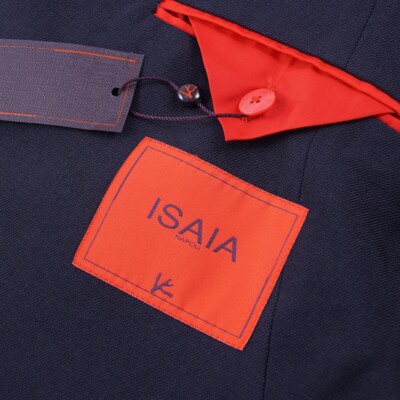 Isaia 'Iconico' Navy Blue Cashmere-Wool Pea Coat L 42R (Eu 52) NWT