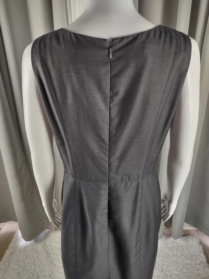 Vestido midi Nine West gris sin mangas cuello redondo cremallera trasera talla 8 para mujer Foto 4 de 4