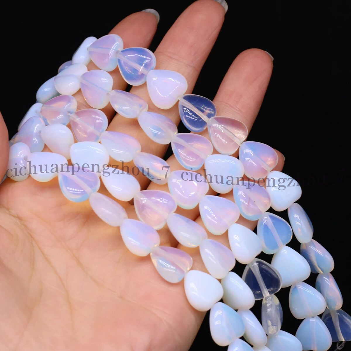 Natural 12x12mm White Opal Flat Heart-shaped Loose Beads 15 inches
