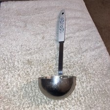 Vintage Unbranded Stainless Ladle white cornflower handle , Made in USA