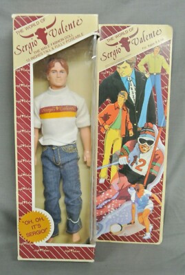 SELTENES SAMMLERSTÜCK SERGIO VALENTE 12 ZOLL MÄNNLICHE MODEPUPPE IN BOX VON TOY TIME - 1982.