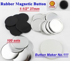 1-1/2" 37mm 100sets Freezer Sticker Rubber Magnetic Badge Button Make Hot sale 