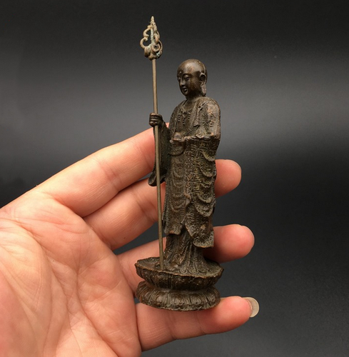 Old Tibetan style pure copper Ksitigarbha Buddha statue home decoration - Picture 3 of 6