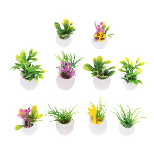 7 Mini Plantes Artificielles En Pots - Pour Maisons De Poupée, Paysages Miniatures, Dioramas - Modèles Réalistes