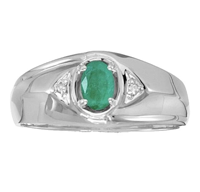 Emerald White Gold 14k Rings for Men