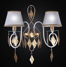 Applique classico in ferro battuto foglia oro a 2 luci BGA 2260-a2