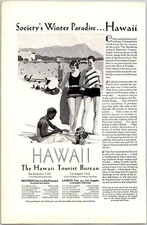 PRINT AD 1929 Hawaii Tourist Bureau Society's Winter Paradise Matson LASSCO