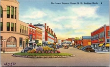 Postcard Dover New Hampshire Lower Square Looking North Drugstore Sears