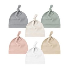 6 Pack Baby Newborn Hats Set Knot Neural Gray,green,beige,pink,camel,white