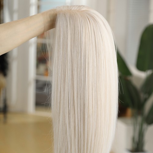 Long Straight HD T Lace Front Wig Heat Resistant Hair Bleach blonde