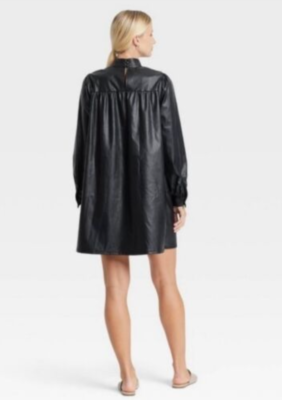 Women's Long Sleeve Faux Leather A-Line Dress - Who What Wear Black Size M  | eBay