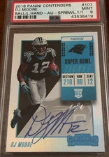 2018 CONTENDERS #107 DJ MOORE ROOKIE AUTO SUPER BOWL MINT PSA 9 (1 OF 1 BEAUTY!)