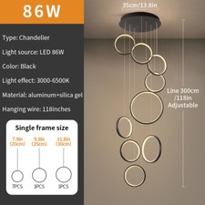Stair Chandelier Lighting Home Pendant Light LED Living Room Ceiling Lamp Remote