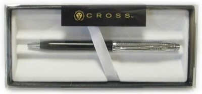 Cross Century II Diamond Pattern Chrome and Black Lacquer Ball Pen