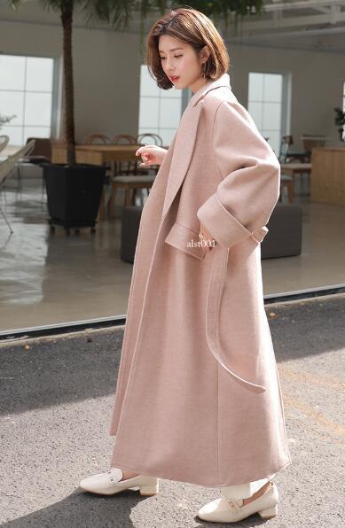 Womens Thicken Wool Blend Full Length Maxi Trench Coat Outwear
