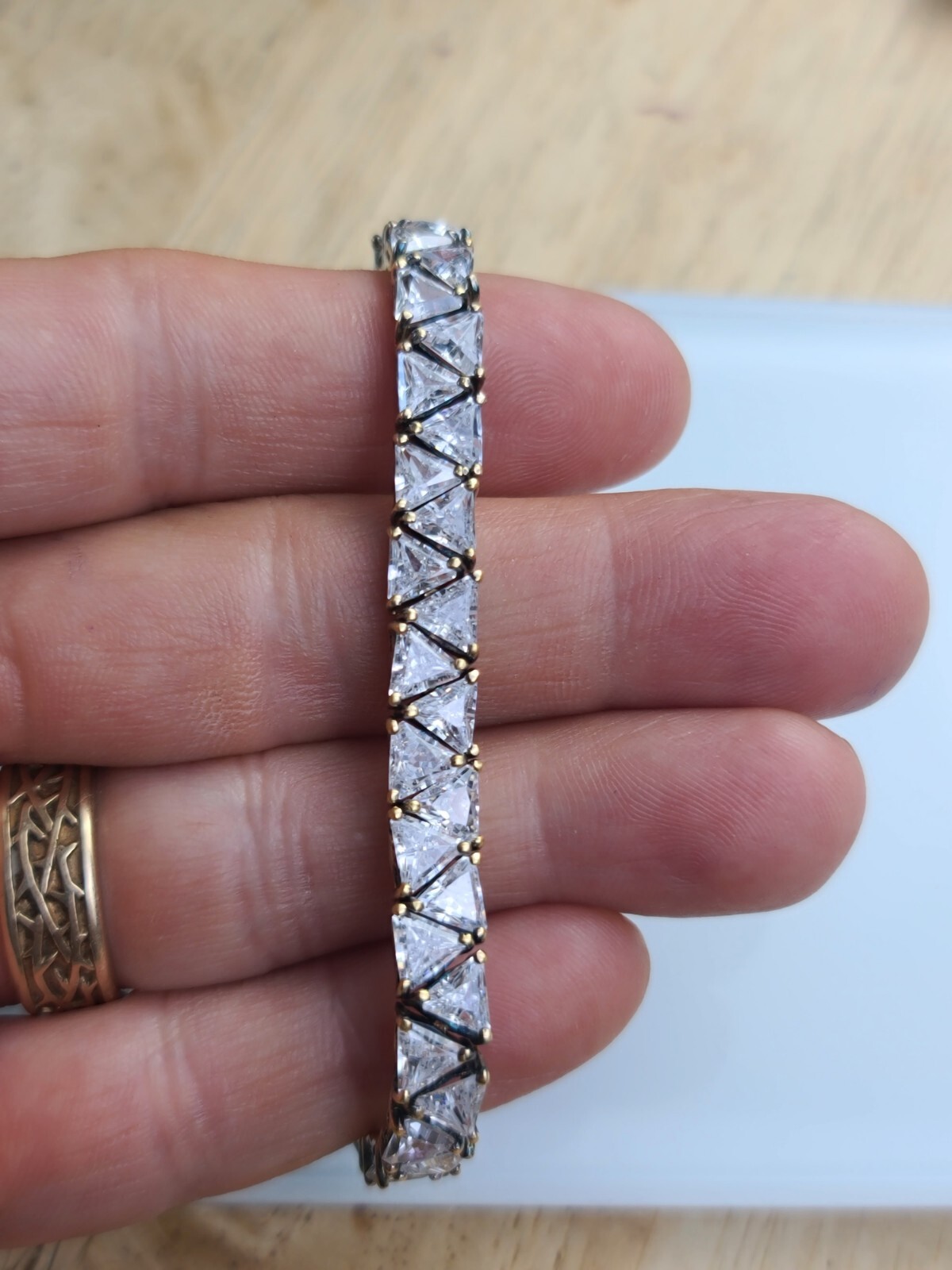 Sterling 925 Solid Silver Iced AAA Trident Tennis… - image 1