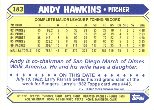 1987 Topps TIFFANY MLB Singles Choisissez vos joueurs d'équipe GLOSSY préférés #2 - #266 - Photo 362 sur 520