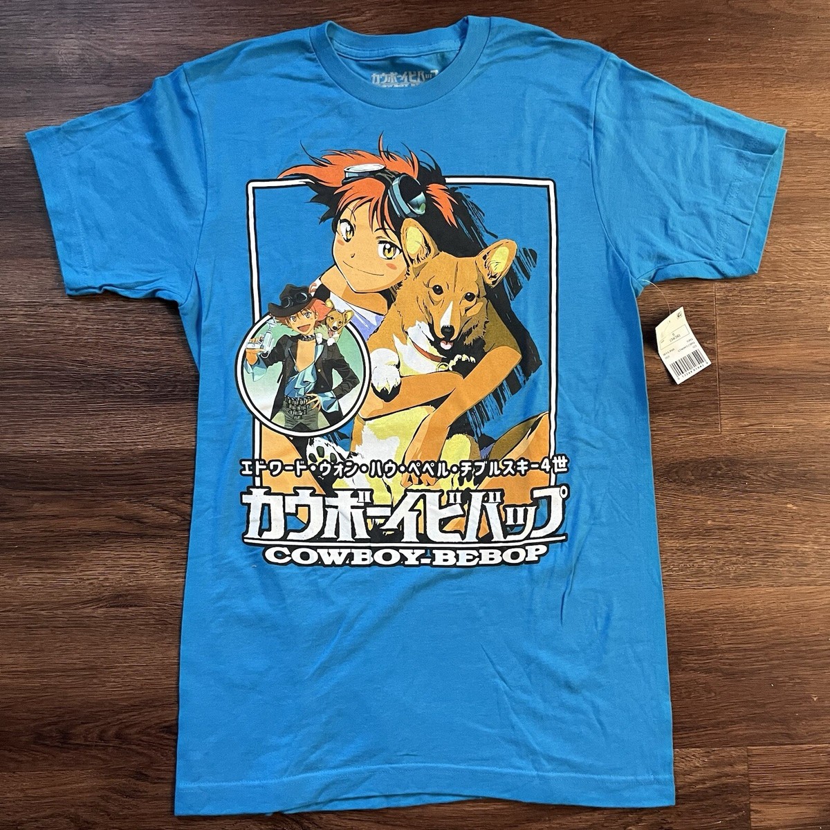 Anime Cowboy Bebop Sunrise Funimation T-Shirt Blue Logo Cartoon 