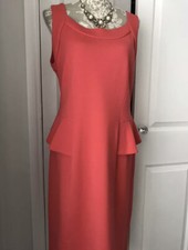 BNWOT - ROMAN - CORAL PEPLUM STRETCH DRESS UK 18