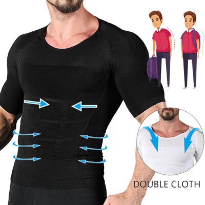 Herren Bauchweg Korsett Abnehmen Body Shaper Unterhemd Muskelshirt Mieder Shirts