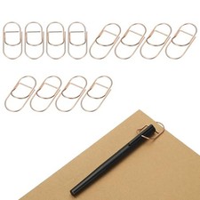 12 Pcs Pen Holder Clips for Notebook, 2.4 x 1.1 Inch Metal Pen Clip Rose Gold