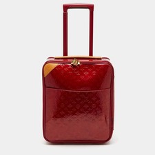 Louis Vuitton Rouge Grenadine Monogram Vernis Pegase 45 trolley bagaglio