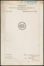 Photo:Willcox  Gibbs Sewing Machine Co. for WG brand Sewing Machines