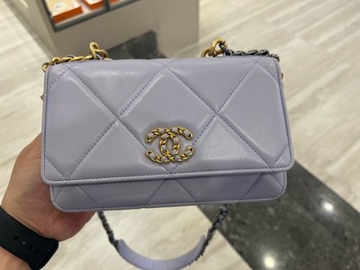 Chanel 19Bag Wallet On Chain WOC Purple Leather Chain Crossbody Bag[Duties Paid]