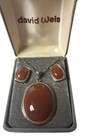 1980's IBB Sterling Silver Carnelian Necklace Earrings Set David Weis Pittsburgh — photo 1