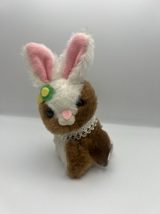 Bunny Brown W Pink Ear Mini Small 3” Vintage RUSS 853 Plush Easter Stuffed Korea