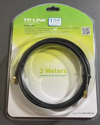 TP Link Tl-ANT24EC3S 3 Meter Antenna Extension Cable RP-SMA M / F Conne