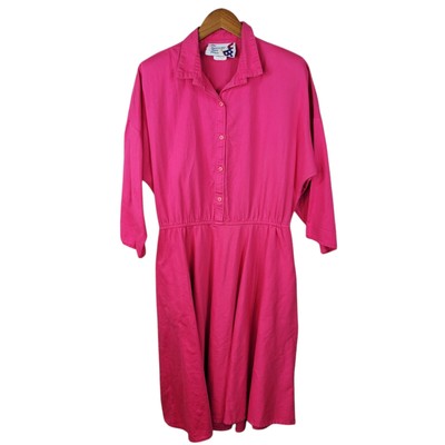 Vintage Denim Shirt Dress Plus size 18 18W Jean Bright Pink Western Flare  Skirt | eBay