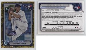 2024 Bowman Draft Chrome Yellow Lunar Crater Refractor /75 Trey Yesavage #BDC-92