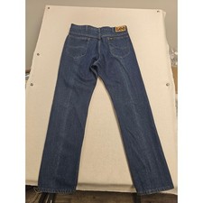 Vintage Lee Jeans Mens 36x32 Dark Wash Straight Leg Denim Made in USA 0840