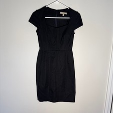 Banana Republic Sloan Black Sheath Dress Square Neck Cocktail Petite 2P